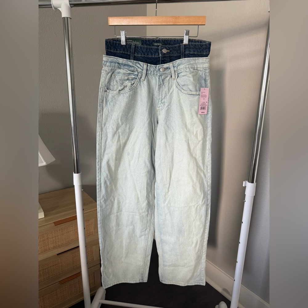 NEW Wild Fable Light Denim‎ Mid-Rise 90s Relaxed Straight Jeans Size 8